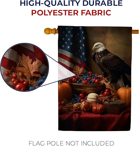 Miniatura 4 de Bandera patriótica de otoño con recompensa de la casa de Acción de Gracias, águila calva para Acción de Gracias, casa de campo americana, decoración
