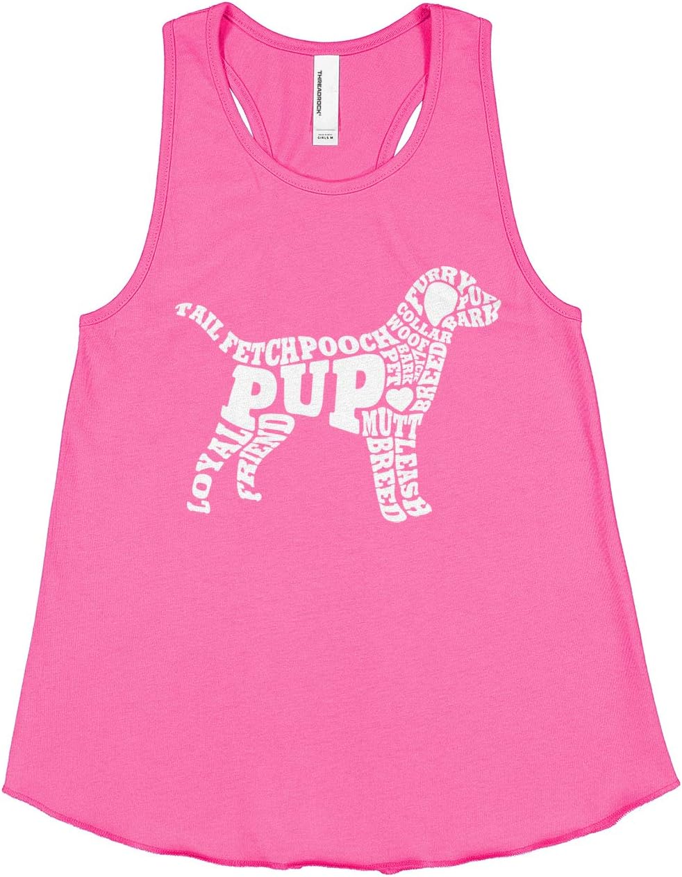 Threadrock Big Girls' Dog Typography Racerback Tank Top