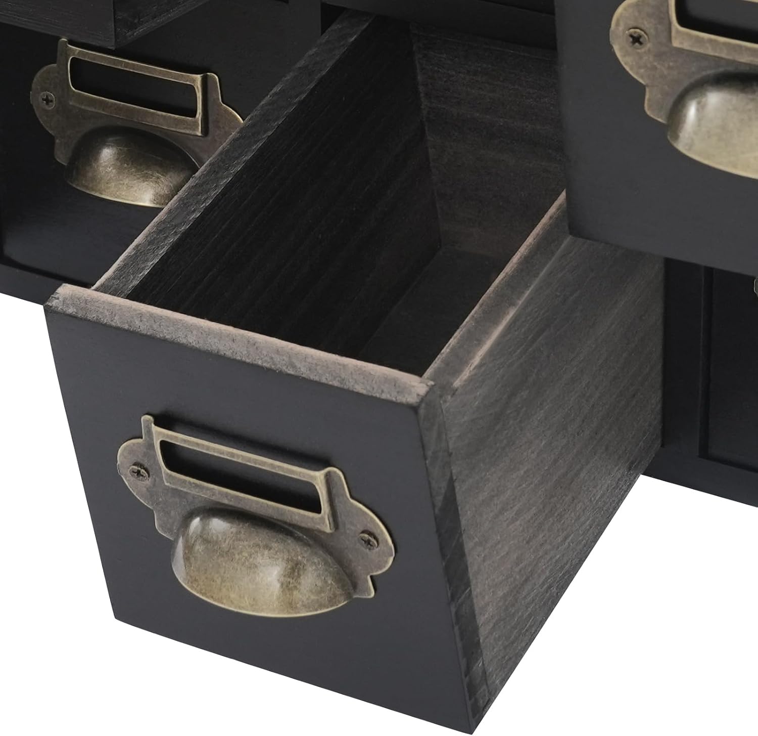 Wooden Desk Drawer Organizer Apothecary Storage Box with 12 Drawers Vintage Storage Cabinet for Desktop Organizer (Black)