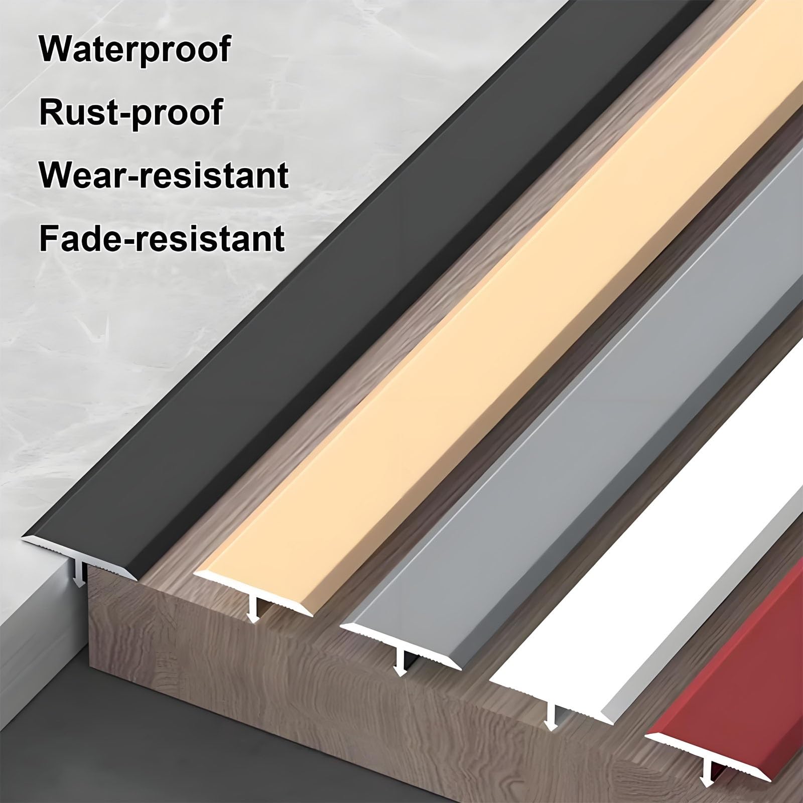 Aluminiowa listwa progowa T-Sd do laminatu i płytek z twardego drewna, długość 90 cm, 3 szt. (srebrna szer. 1,2 cm) - ochraniacz krawędzi
