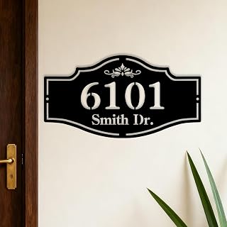 Personalized Metal House Number Sign for Outside Modern 8-24 Inch Large Custom Address Number Plaque Street Name Sign Handmade New Home Housewarming Gift Style 7
