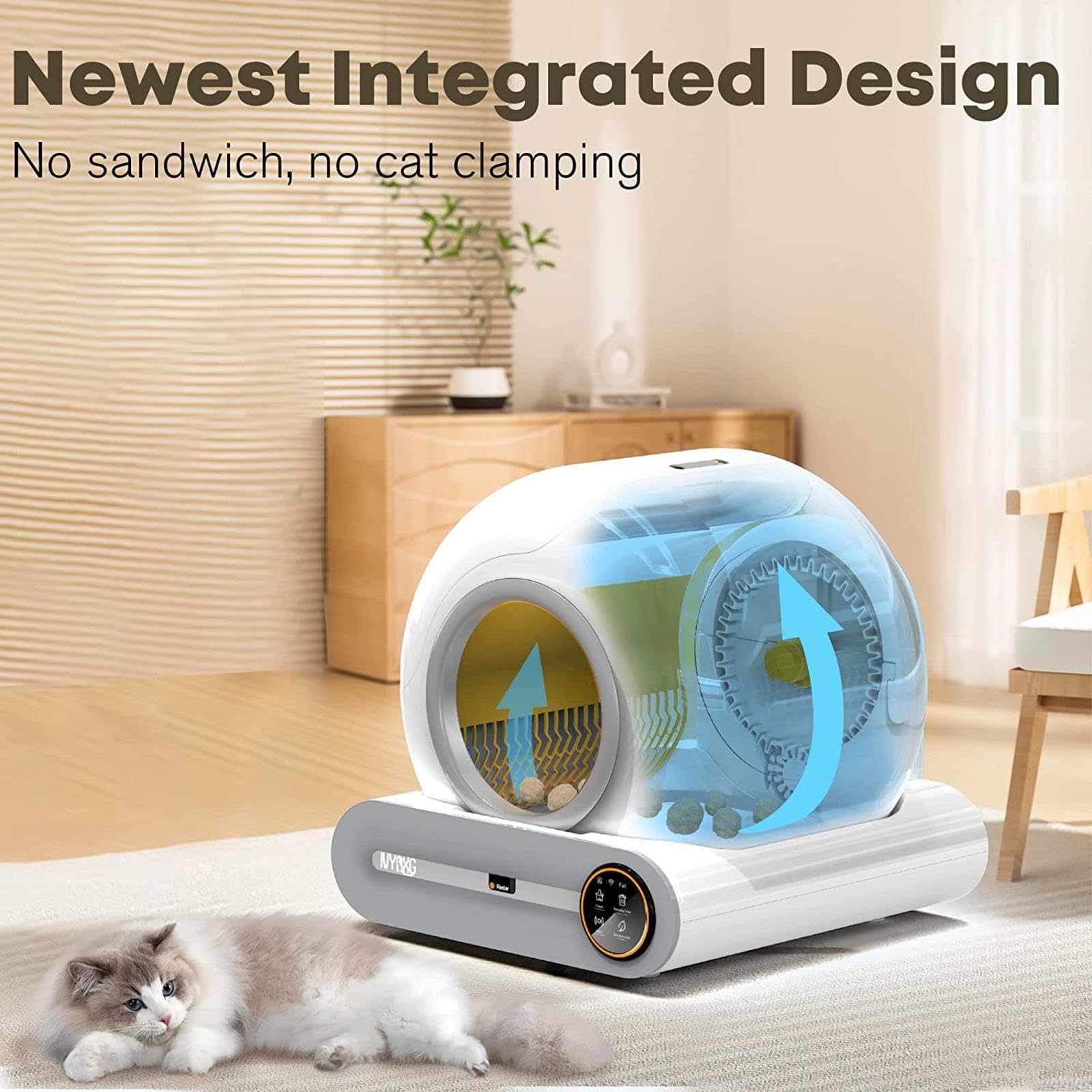 Arenero Autolimpiable para Gatos 65 L + 9 L De Gran Capacidad | Control De App | Desodorante Iónico | Areneros Cerrados para Gatos | Arenero Inteligente para Varios Gatos