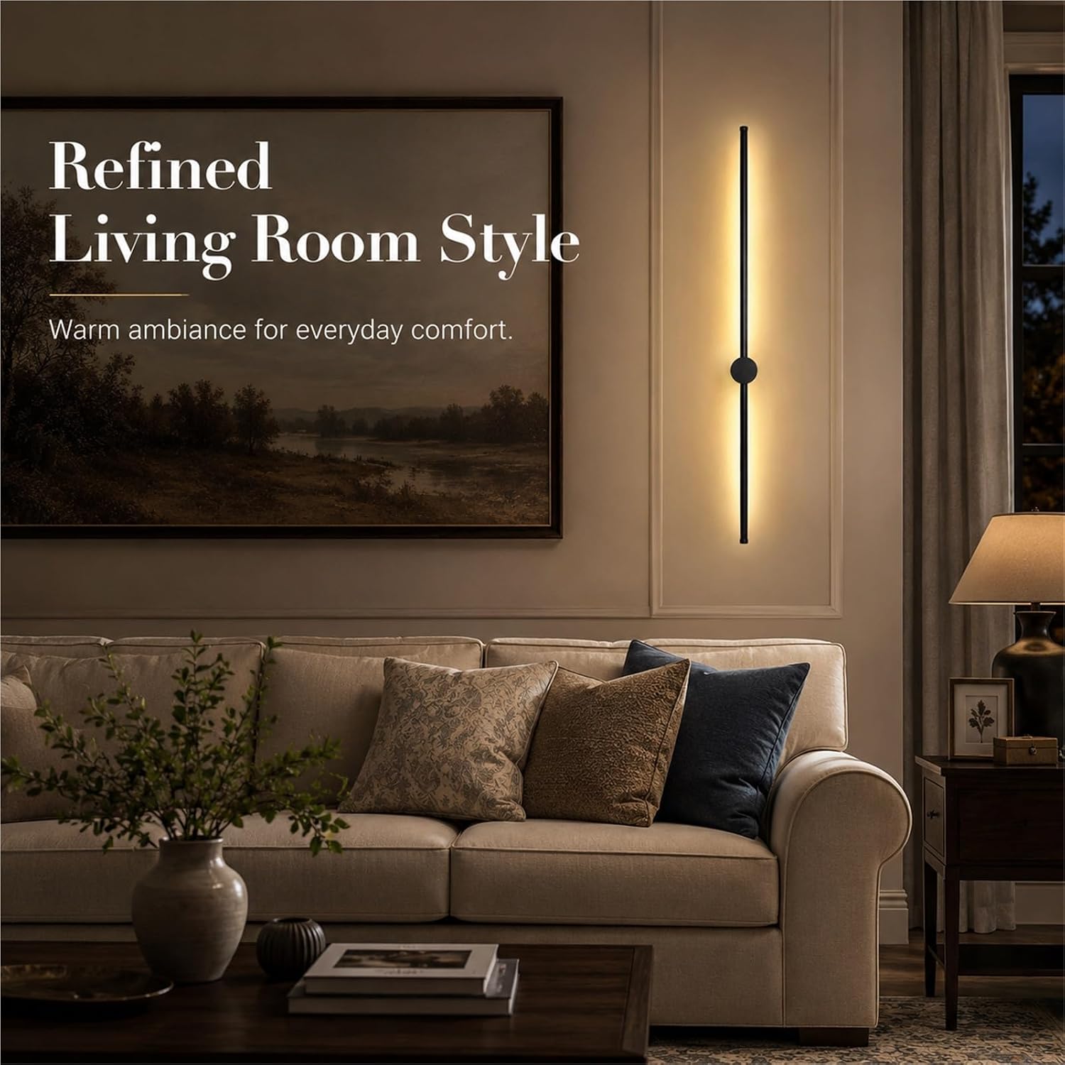Indoor Wall Light, 23.6" Black Aluminum, Bedside Mounted Reading | Secure Mounting Delivers Ambient Lighting for Bedrooms, Lounges, Hallways and Studies, Supporting Routine Use