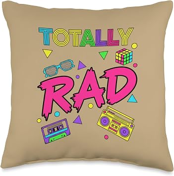 80s 90s Apparel, Totally Rad Eighties Throw Pillow