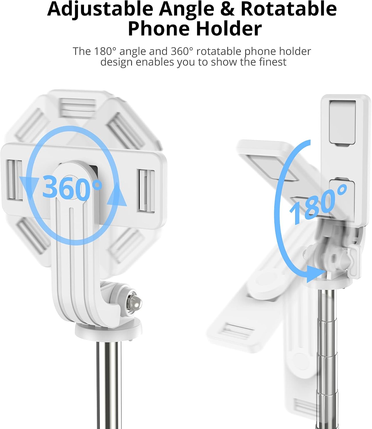 ATUMTEK 40" Selfie Stick Tripod, Extendable Bluetooth Selfie Stick with Wireless Remote for iPhone 13/12/12 Pro/11/11 Pro/XS/XR/X/8/7 Plus, Samsung, Google, LG, Sony, Huawei Smartphones, White