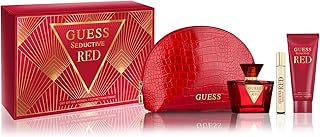 GUESS Guess Seductive Red 2.5oz EDT Spray, 3.4oz Body Lotion, 0.5oz Travel EDT Spray, Pouch Women 4 Pc Gift Set