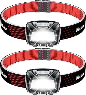 Blukar Head Torch Rechargeable，[2 Pack] 2000L Super Bright LED Headlamp Headlight w/ Sensor Control，6 Light Modes，IPX5 Waterproof，30 Hrs Runtime Power Cuts，Emergency，Running，Hiking，Red (K9112)