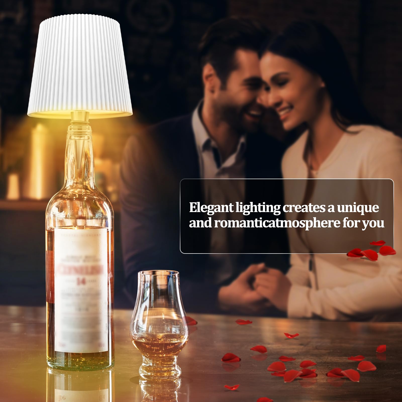 Lámpara LED Recargable Para Botella, 3 Modos De Temperatura De Color Ajustables, Táctil, Protección IP54, Lámpara Mesa Inalámbrica Recargable USB, Ideal Para Restaurante, Dormitorio, Jardín,(Blanco)