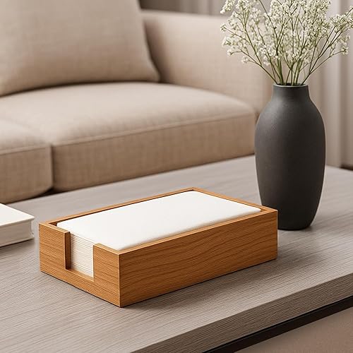 Miniatura 9 de Soporte para toallas de papel para invitados para baño, bandeja plana para servilleteros de madera blanca, bandeja para mesa y encimera, moderno,