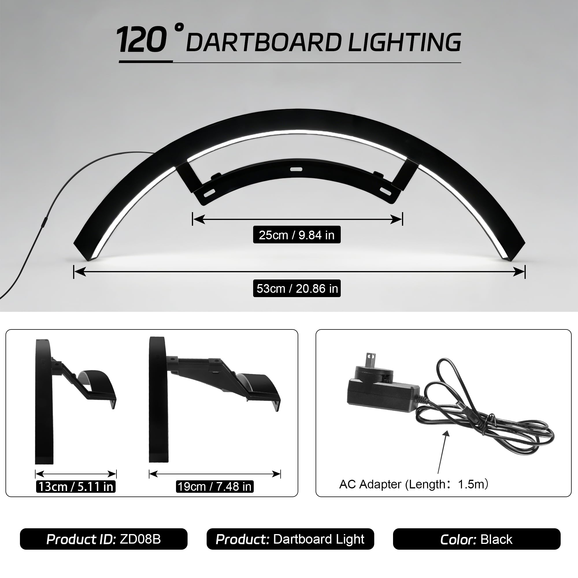 CyeeLife Dartboard LED Lighting System for Steel Dart Board,2 Parts&Easy to Install,ZD08B