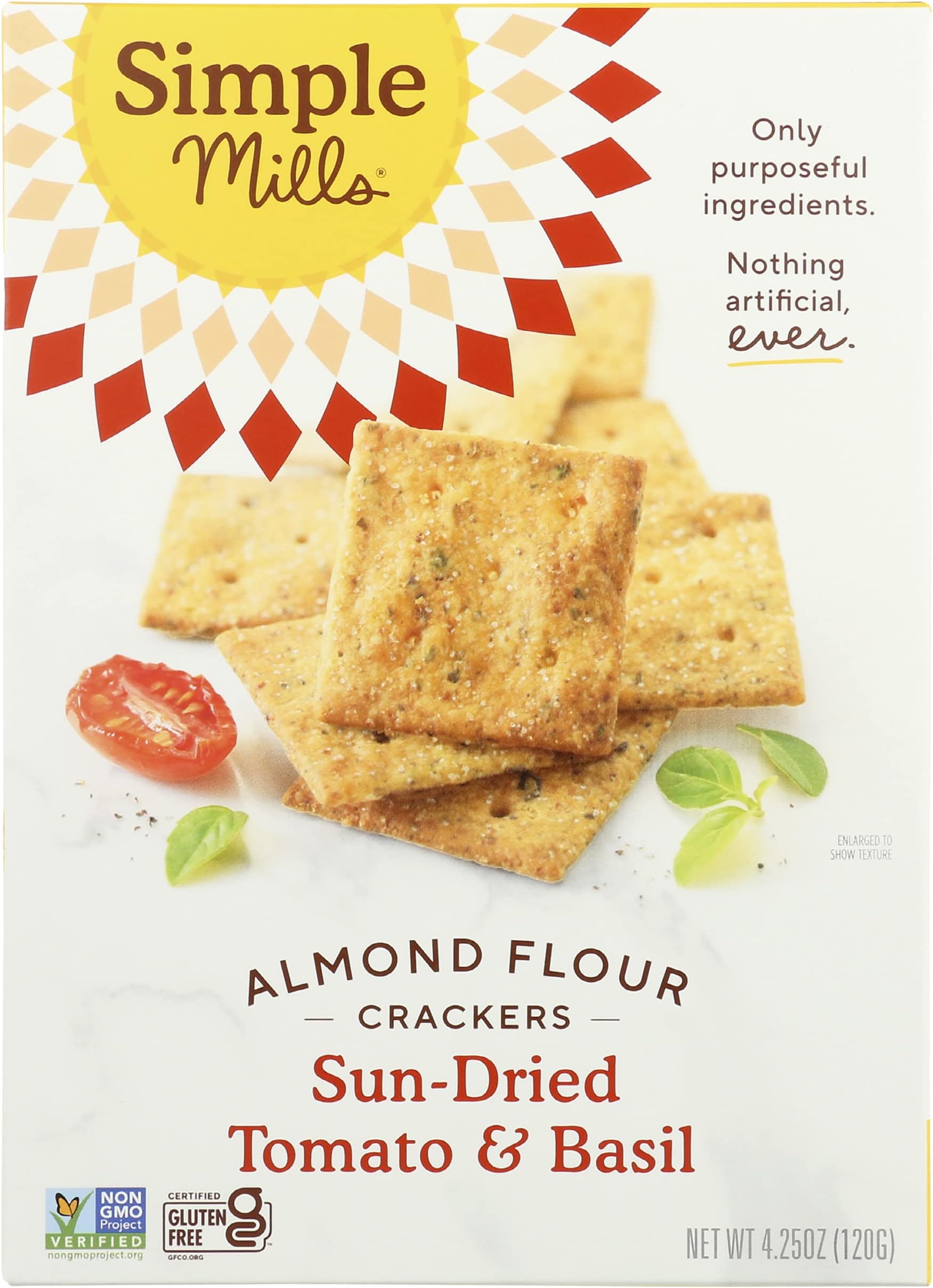 Simple Mills - Variety Snacks, Fine Ground Sea Salt, Rosemary & Sea Salt, Sun Dried Tomato & Basil, 4.25 oz Pack of 6