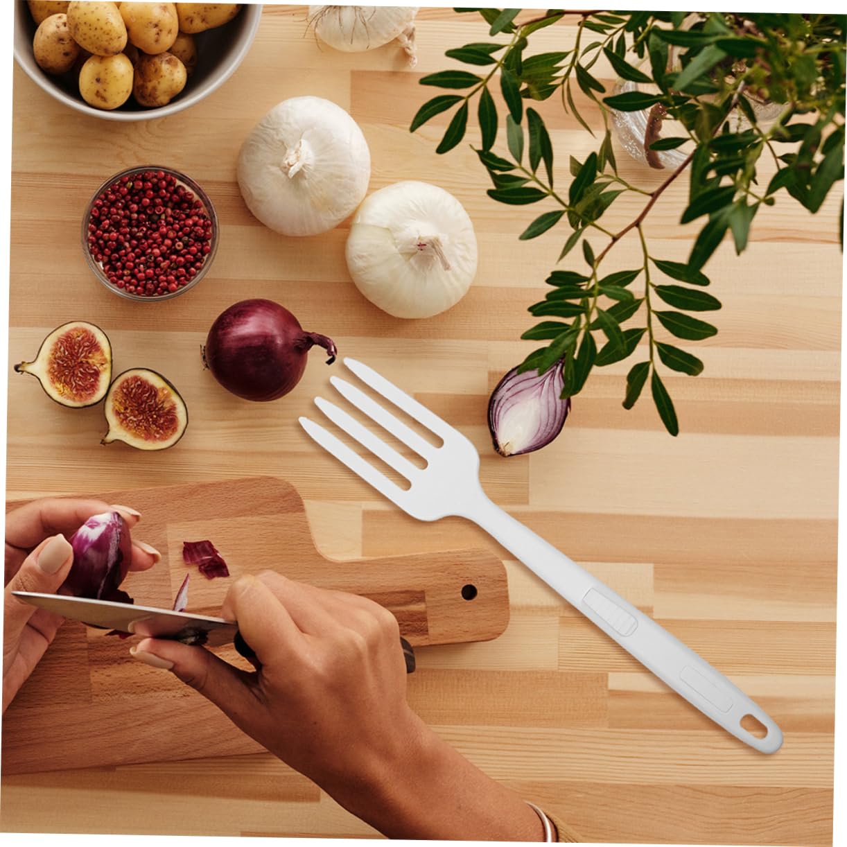 Heat Resistant Cooking Fork Non-slip 2-Pack Silicone Cooking Forks ...