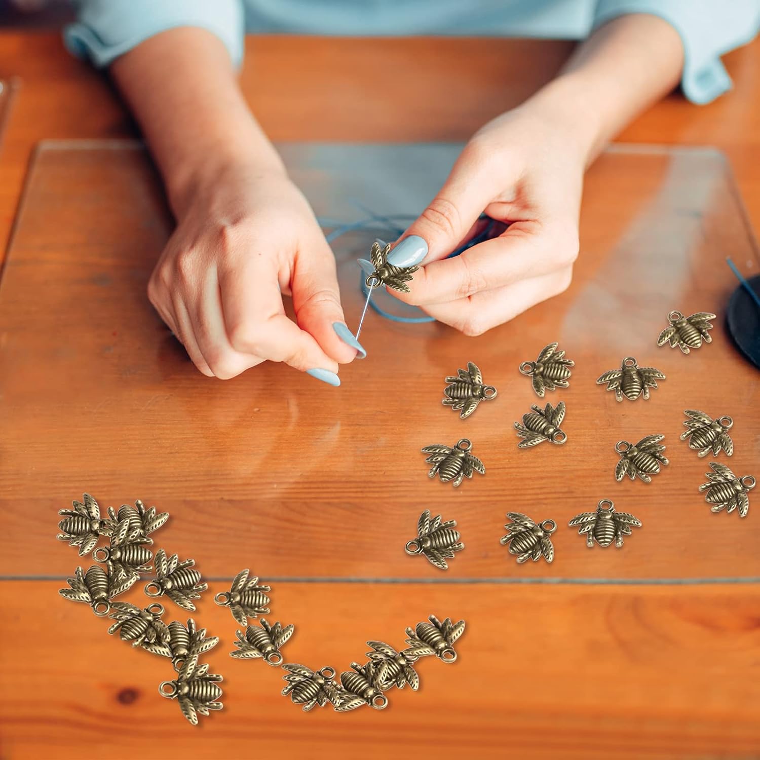 QXUJI 100PCS Alloy Bee Charms for Jewelry Making, Metal Honeybee Pendant Charms, for Necklace Bracelet Earring DIY Jewelry Making Accessories - Image 6