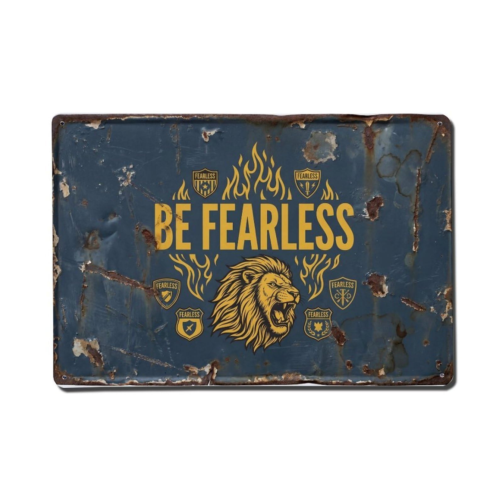 Be Fearless Courage Retro Motivational Slogans Metal Tin Sign Plaque Wall Decor for Cafe, Club Bar, Office, Home Garden Metal Poster 8x12Inch