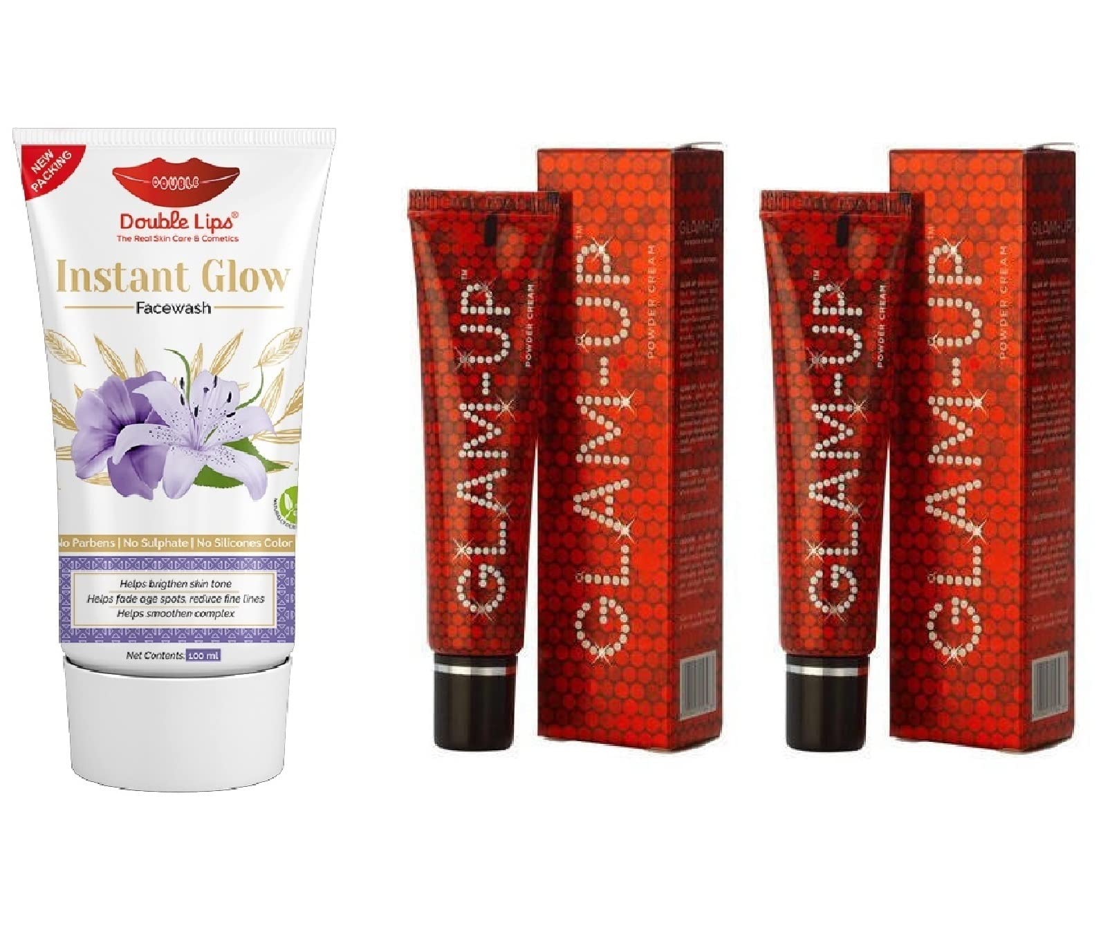 Glam Up Cream 2 pc With Double Lips Skin Purifying & Instant Glow Face Wash 100 ml