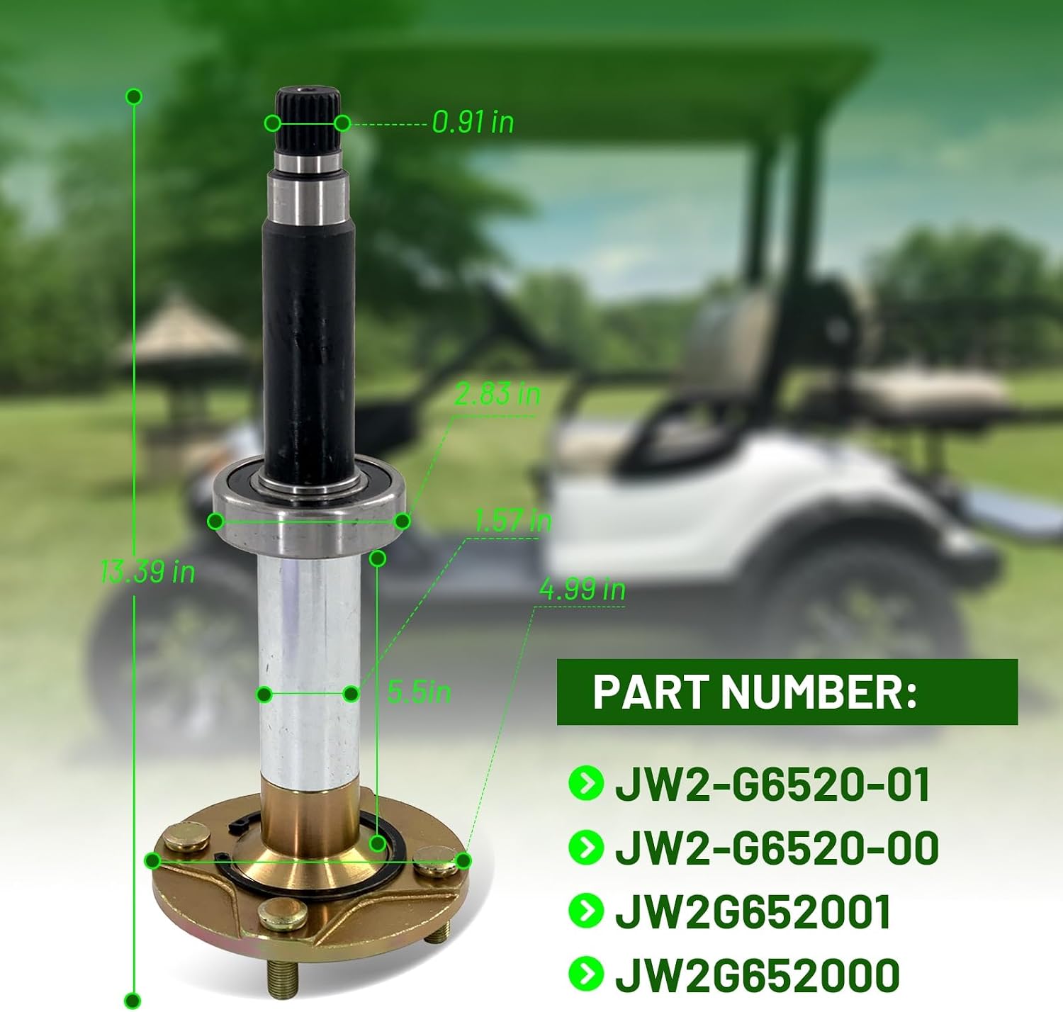 Rear Axle Assembly Compatible with Yamaha G29 Electric Golf Cart 2007-2016 | Replacement for JW2-G6510-00 JW2-G6510-01 & JW2-G6520-00 JW2-G6520-01 | Heavy Duty Rear Axle Kit