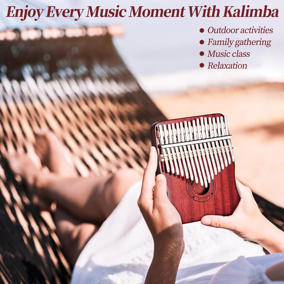 Kalimba Daumenklavier 17 Tasten Finger Piano (Weinrot)