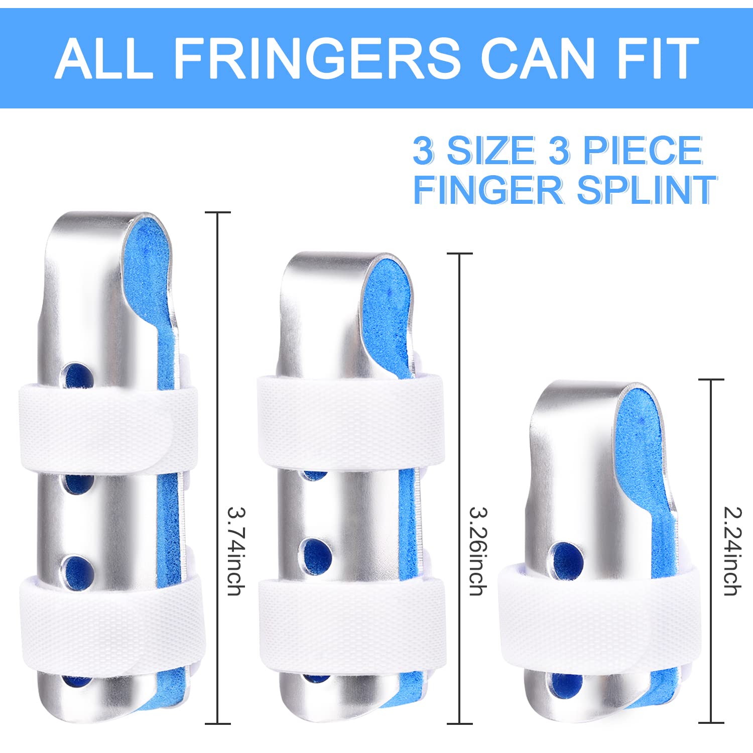 Finger Splint, Sopito 3PCS Finger Support Brace Finger Stabilizer for Broken Fingers Straightening Arthritis Knuckle Immobilization,Blue : Health & Household