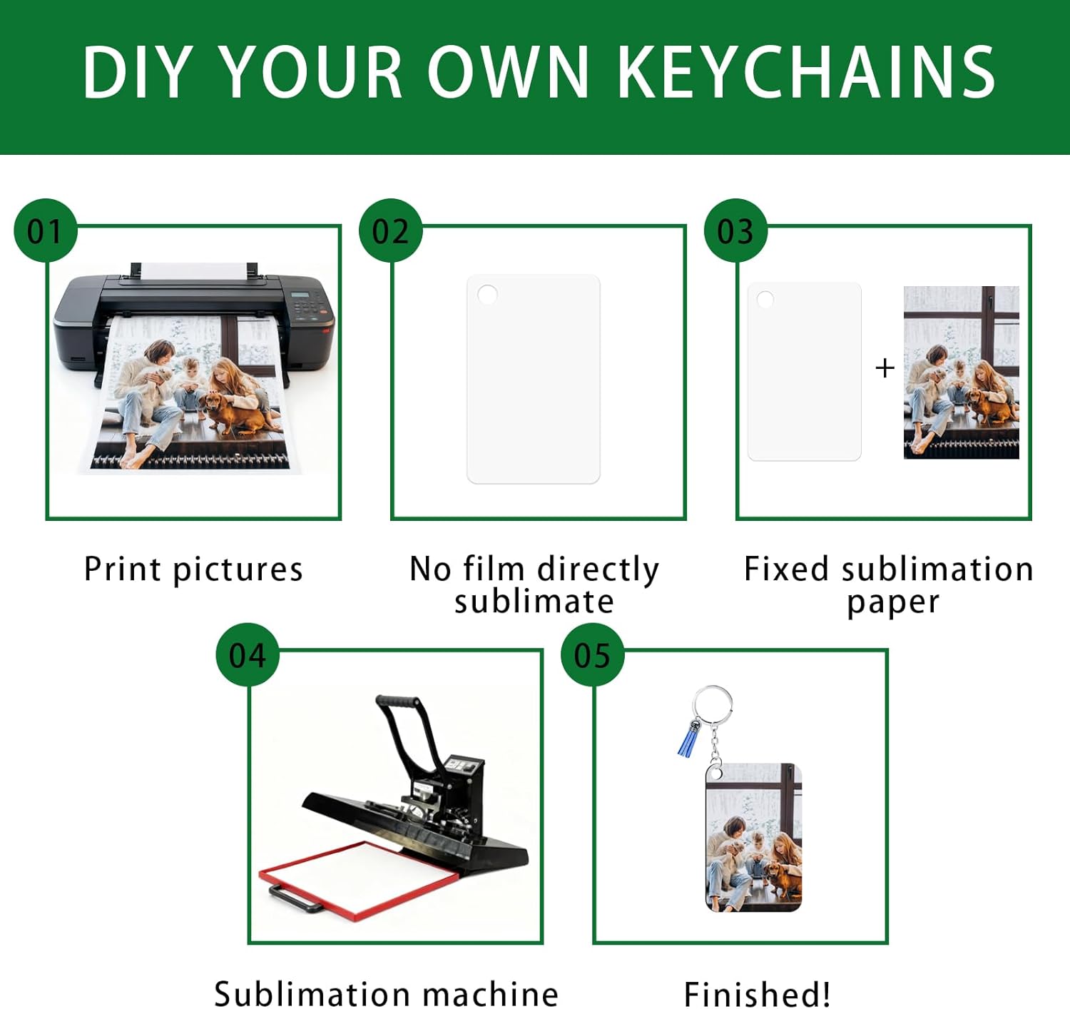 120pcs Sublimation Blanks Keychains Double Side Rectangle Blank Keychains With Tassels For Sublimation Keychain Blanks - Image 5