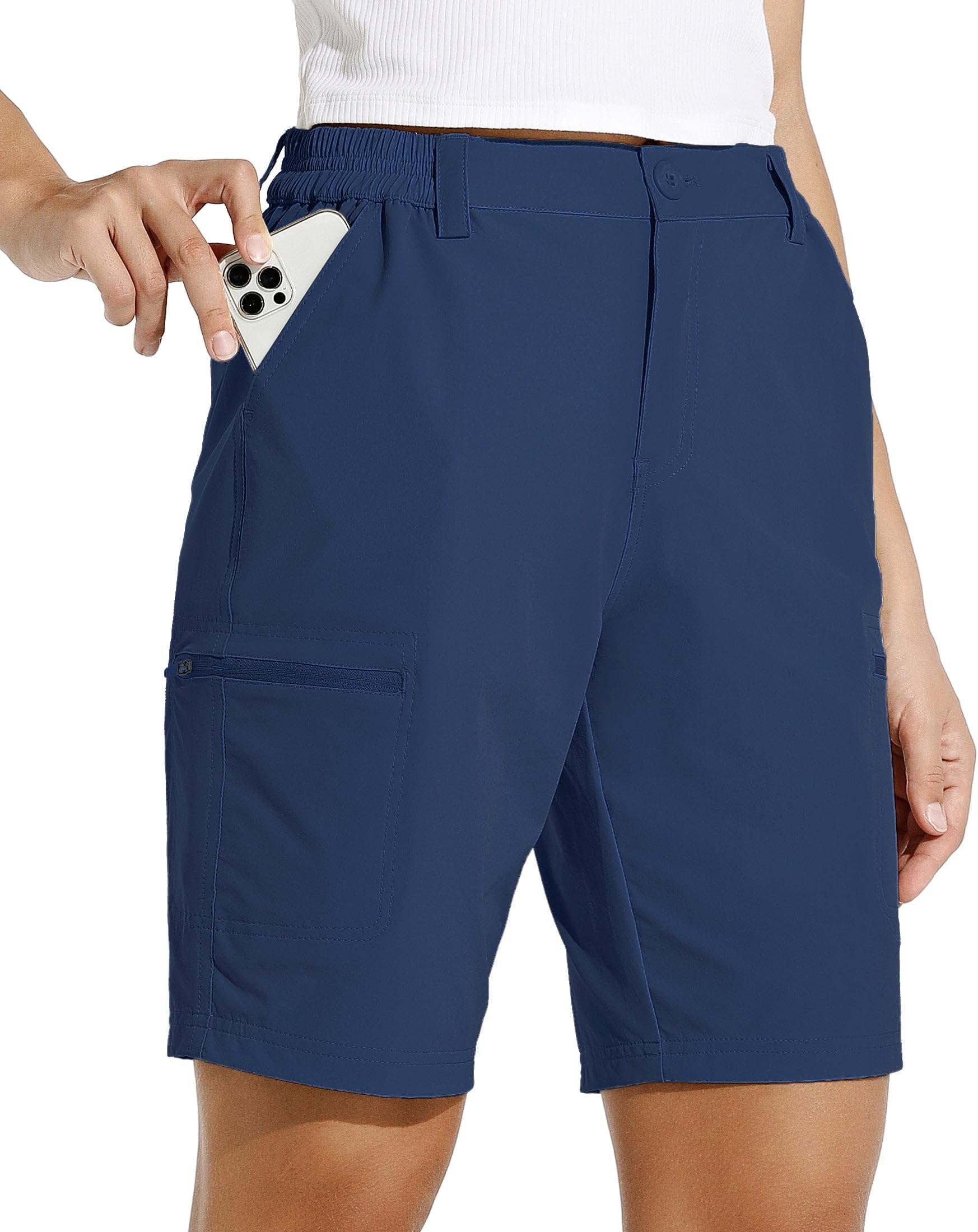 WillitWomen's 10" Hiking Cargo Shorts Stretch Golf Active Long Shorts Quick Dry Outdoor Summer Shorts