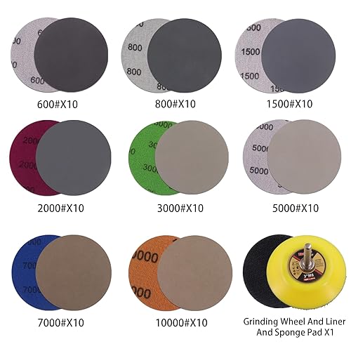 Miniatura 3 de MAXMAN Papel de lija de 3 pulgadas (2.953 in) de carburo de silicio húmedo y seco, discos de lijado surtidos 6008001500200030005000700010000 con