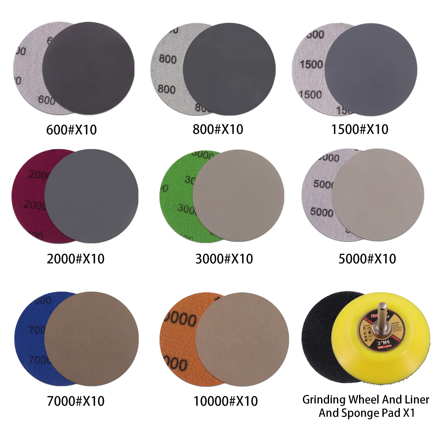 Assortiment de 80 feuilles de papier abrasif pour ponçage automobile et finition de meubles en bois 600 à 10000