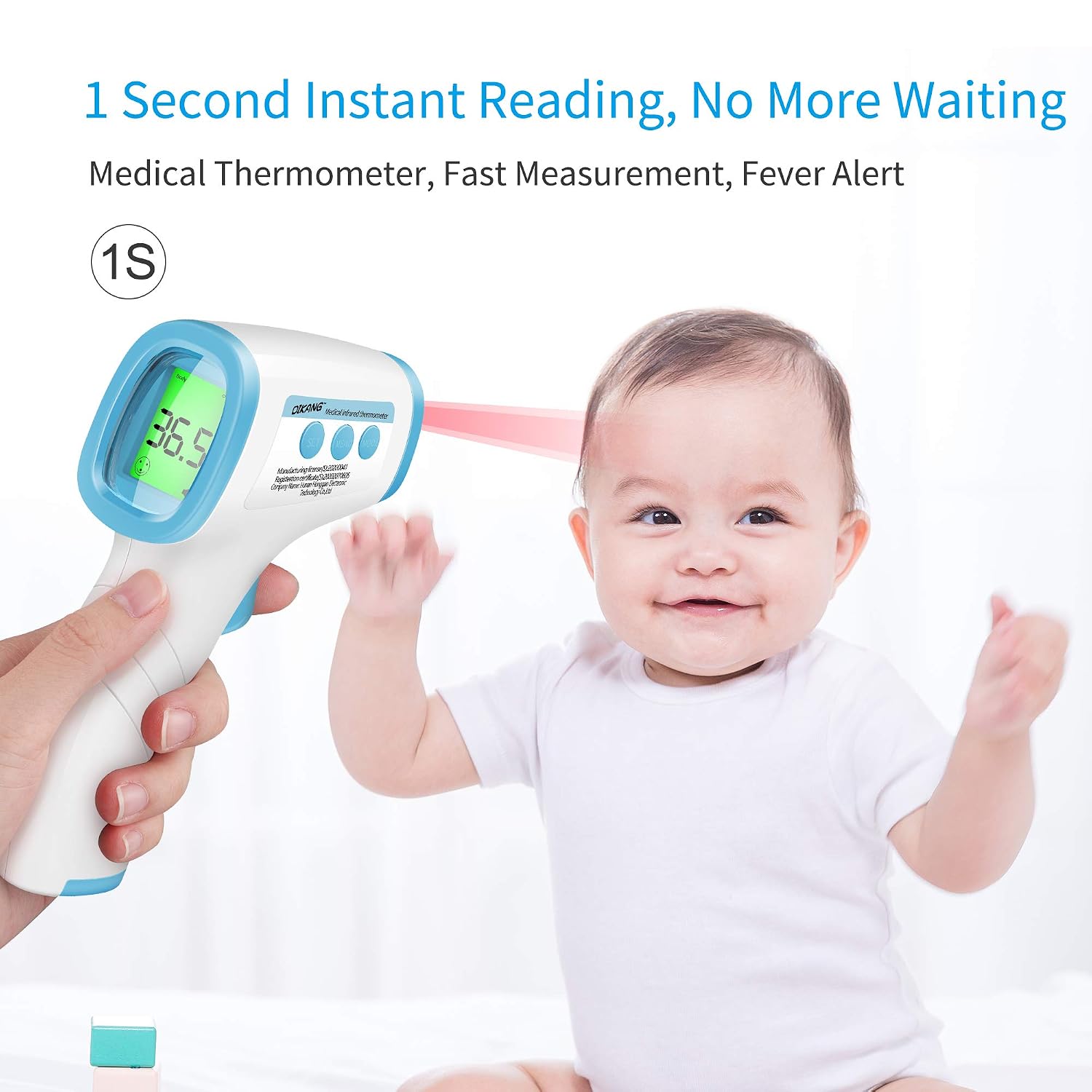 Non-Contact IR Digital Infrared Thermometer Ear Forehead Thermometer and Object Function with Fever Alarm and Memory Function Baby and Adult (HG Blue)