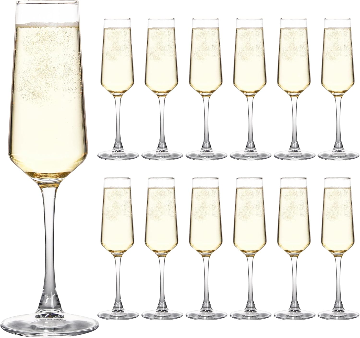UMEIED 7.5oz Crystal Champagne Flutes Set of 12 - Long Stemmed Clear Sparkling Wine Glasses for Weddings, Parties, Gifts