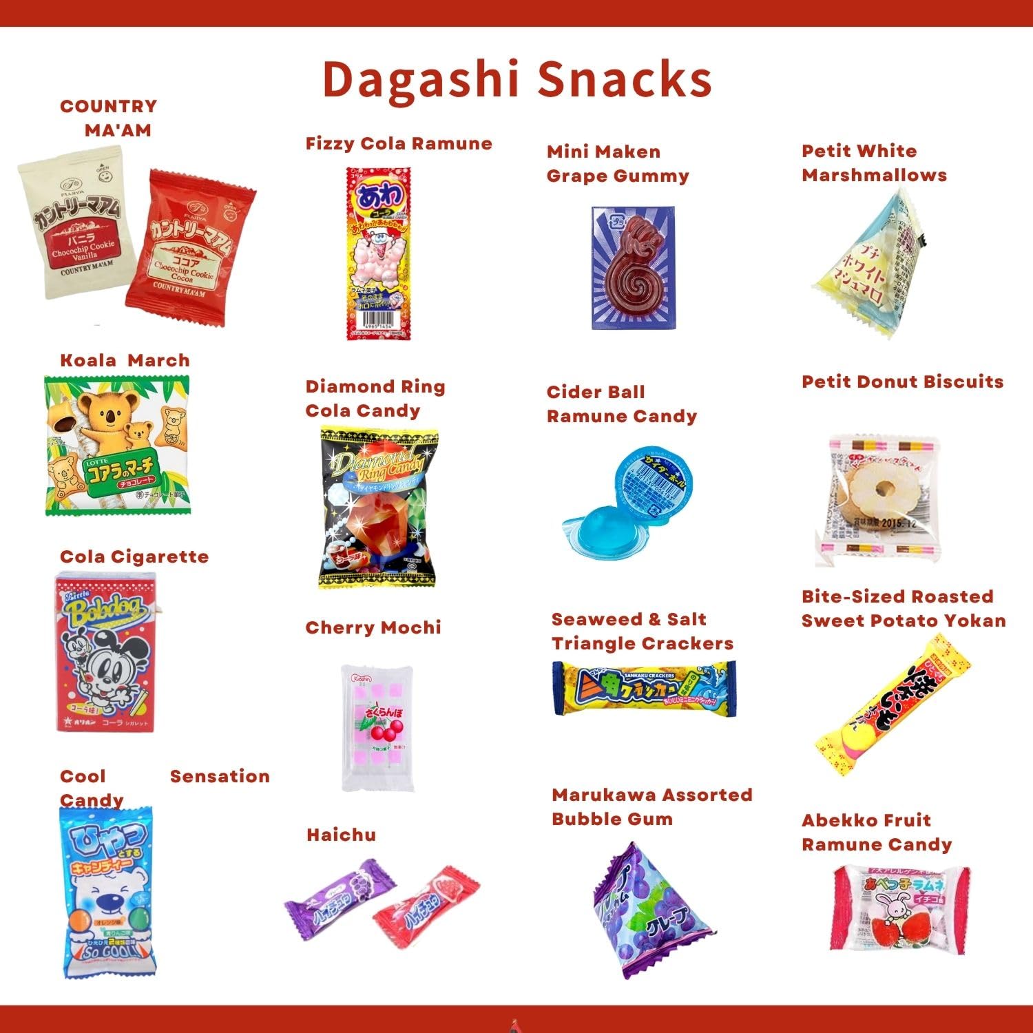 Japanese Candy Snack Box – 50 Piece Variety Fun & Authentic Dagashi Treats Birthday, Holiday & Valentine’s Gift