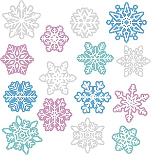 YQUQWN 15Pcs Multicolor Magnetic Snowflake Christmas Refrigerator Magnets, Waterproof Winter Fridge Stickers for Festive Holiday Christmas Winter-Themed Party Decorations