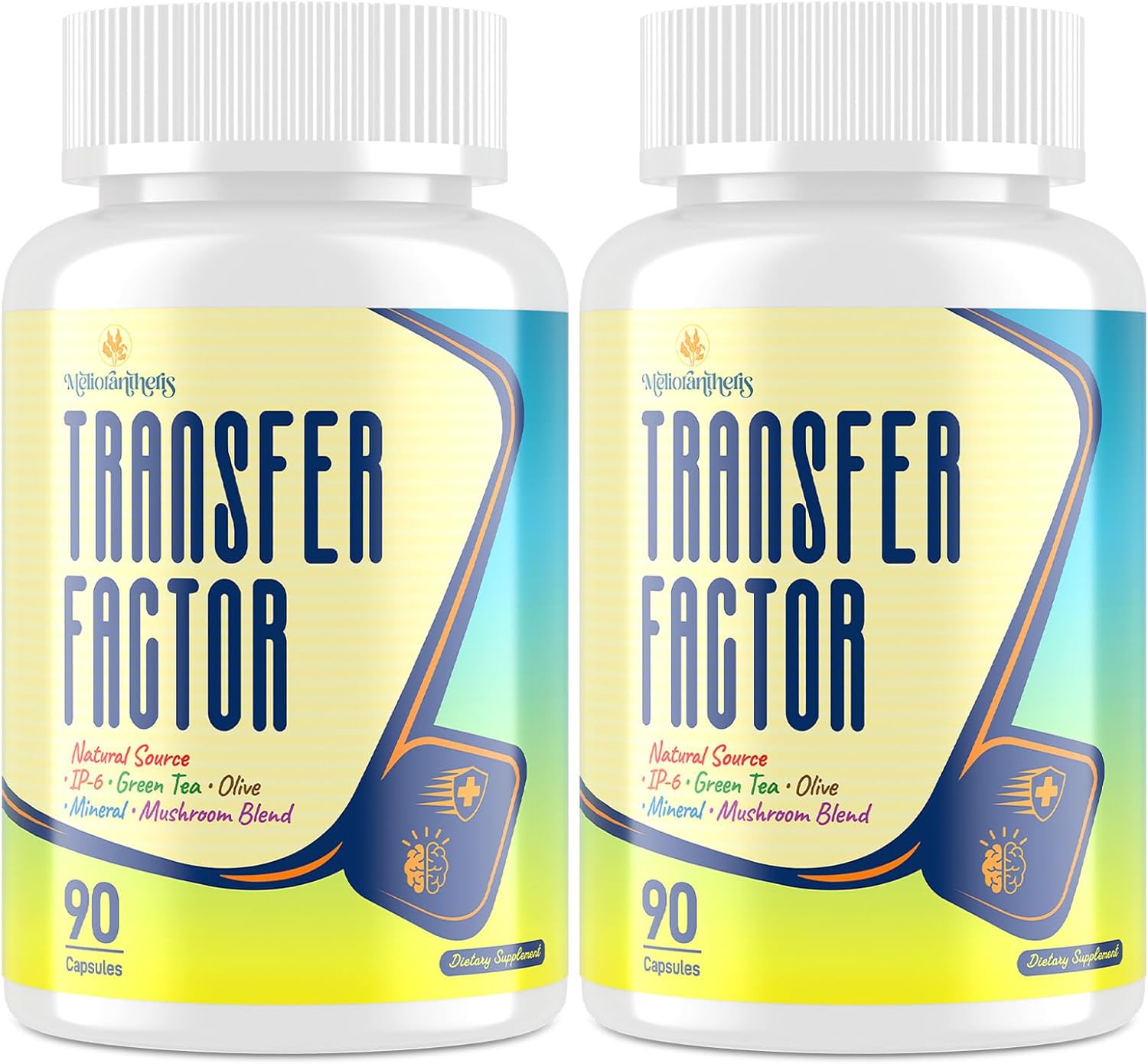 Transfer Factor 1800mg | Colostrum & Egg Yolk Extracts with Zinc and Selenium | Immune & Cognitive Support | 90 Capsules（2 Bottle）