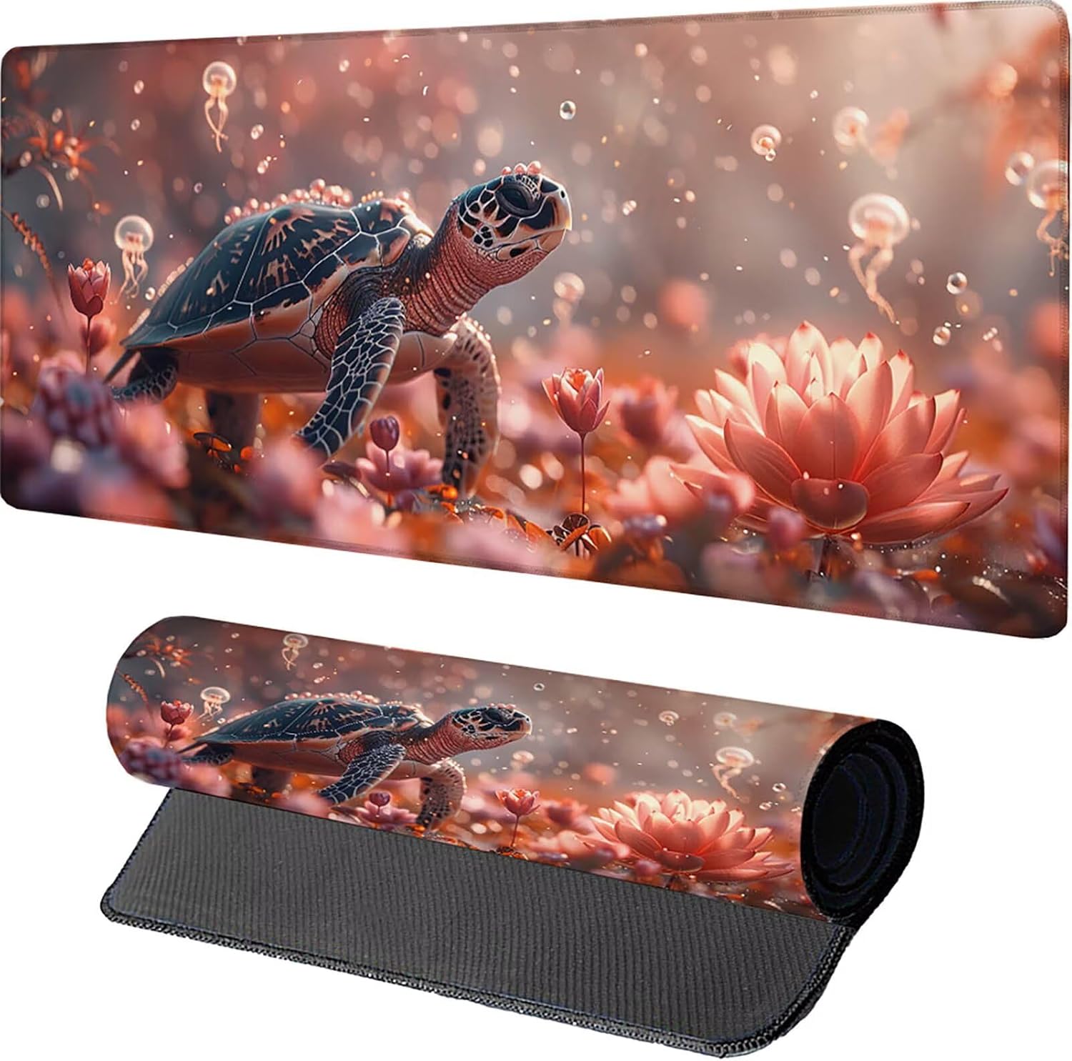Green Mouse Pad, Sea Turtles Gaming Mouse Pad, Extended Desk Mat with Waterproof Non-Slip Rubber Base, Large Mousepad for Desk Accessories and Computer Accessories, Gifts for Men, 40 x 20 in B-8112