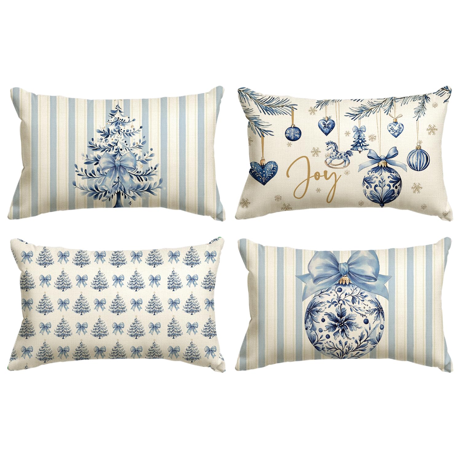 Housses de coussin déco de Noël bleues et flocon de neige, idée cadeau maison