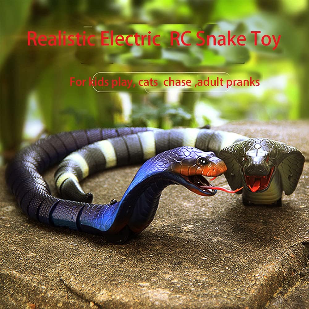 FANFX Remote Control Naja Snake Toy Electric Snake Toy for Kids RC Snake Toys for Cats Rechargeable Realistic Cobra Snakes for Pranks (Blue) - Image 6