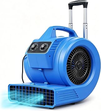 Air Mover Blower Fan 1.5HP, 5000CFM 3-Speed Floor Dryer with 90min Timer