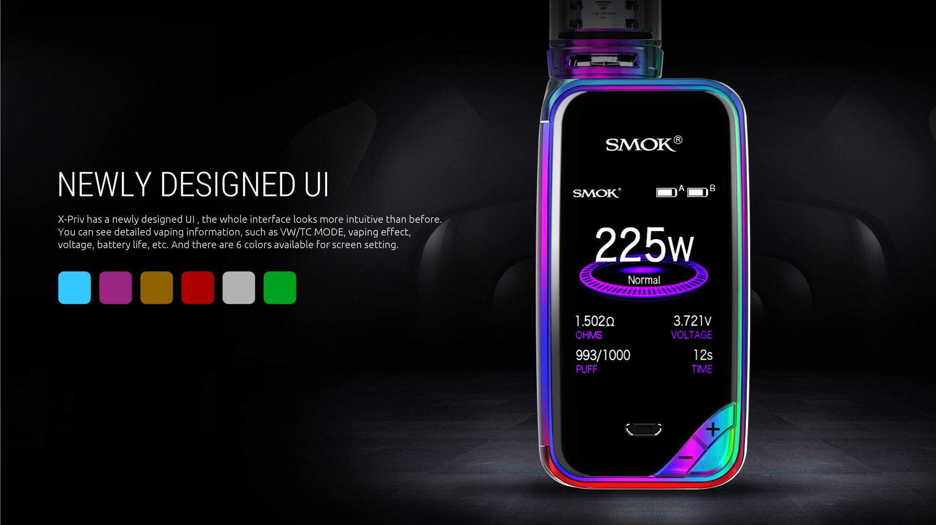 Authentique SMOK X Priv Kit E Cigarette Starter 225W TFV12 Prince Tank 8 ml  - Sans nicotine sans fume d'huile (Prism Chrome) : Amazon.fr: High-Tech