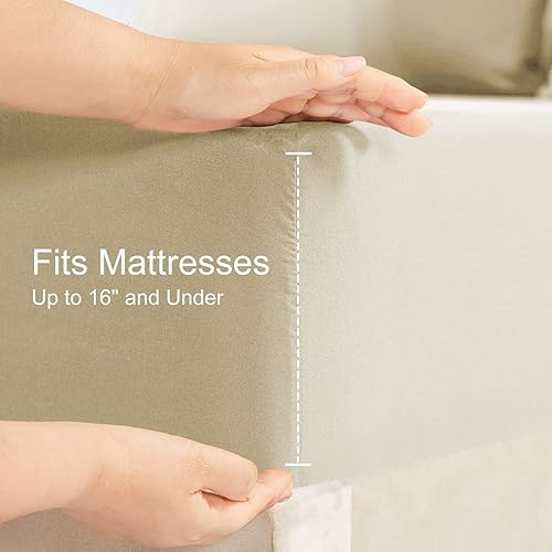 Miniatura 4 de YIYEA Sábana bajera ajustable con funda de almohada, 1800 hilos de microfibra de doble cepillado con bolsillo profundo, sábana bajera ultra suave,