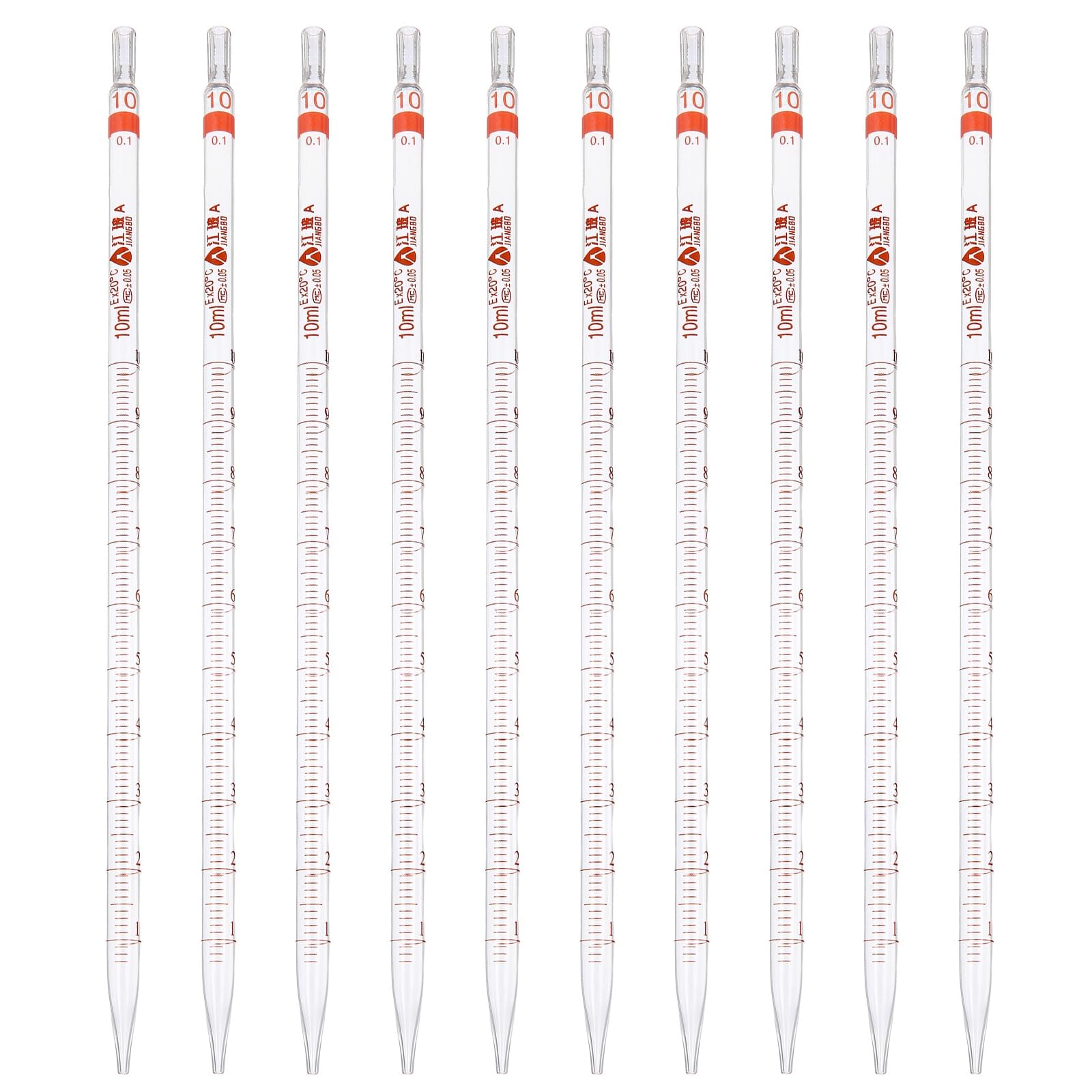 PATIKIL Pipette Graduate 10ml +/- 0,05ml 10 Pezzi Trasparente
