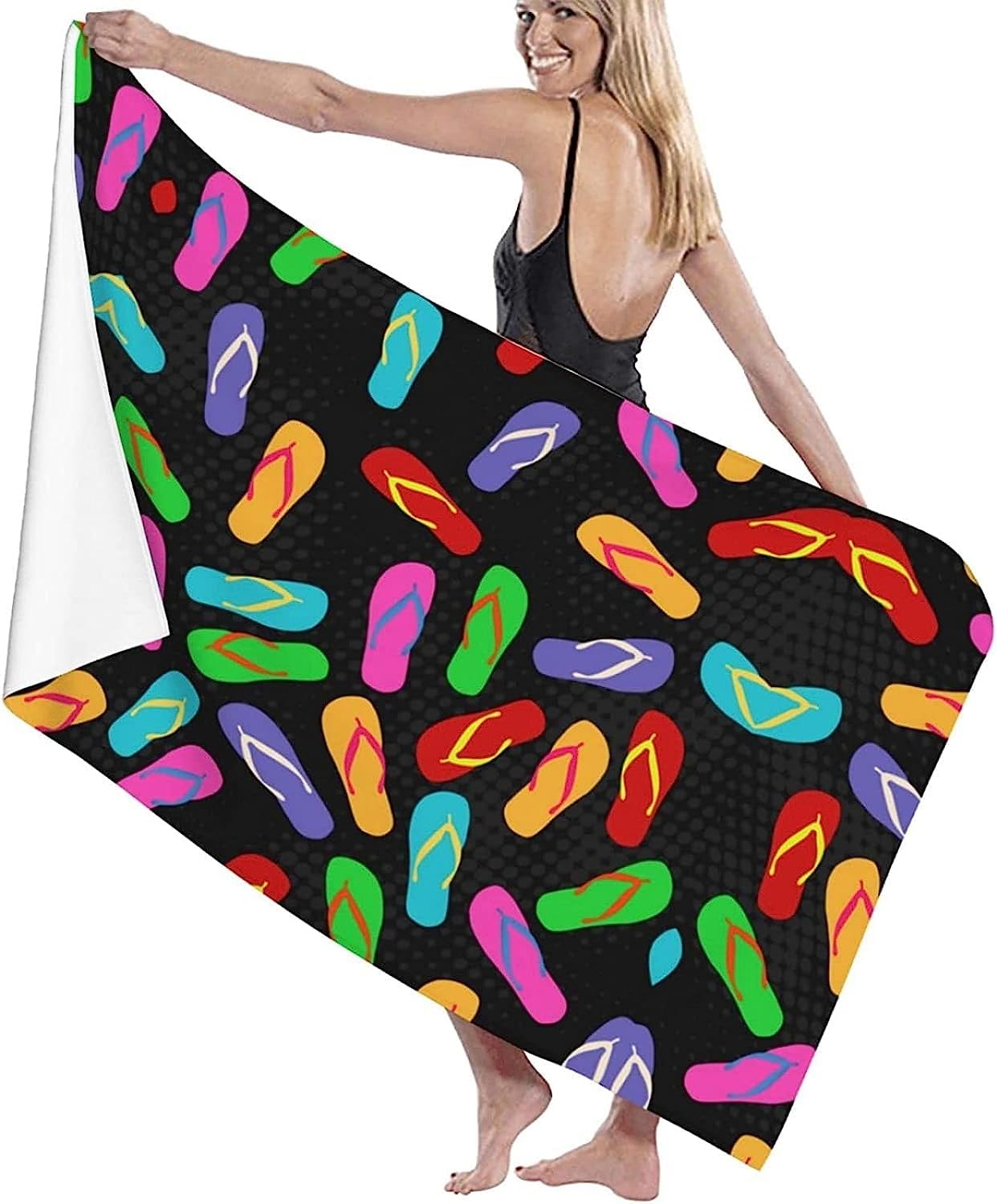 Telo Antisabbia Mare Coperta Da Spiaggia,Telo Mare Microfibra,Perfetto Per Lo Sport, Viaggi, Campeggio, Palestra, Piscina.Telo Mare Grande Ciabatte Da Spiaggia 150 X 200 Cm -6M3Z+H2C