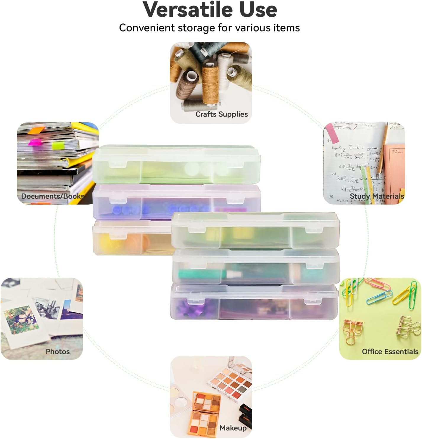 novelinks plastic scrapbook storage cases,portable paper organizer with built-in handle,clear craft organizers box,12" x 12" stackable storage containers for documents,art supplies,sewing 6 pack 12" x 12" 6 pack