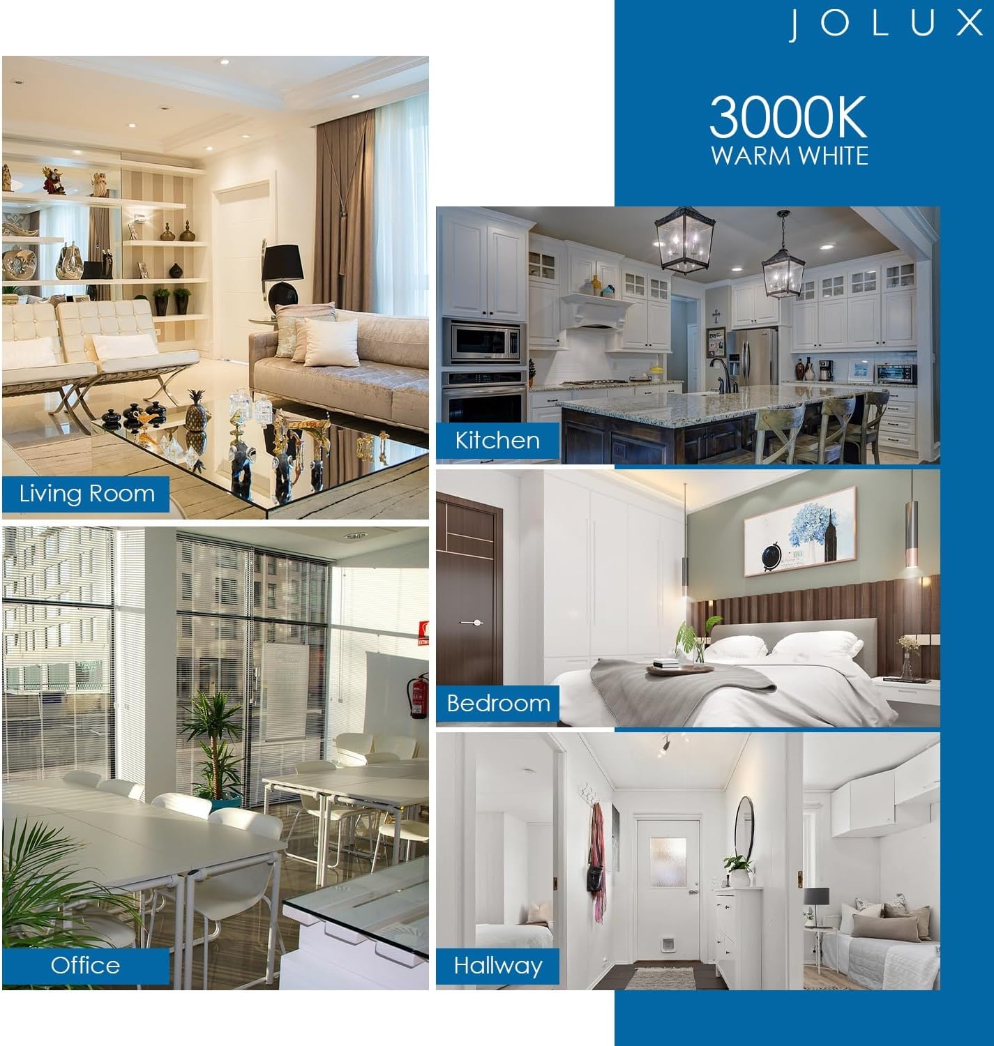 Jolux 5/6 Inch LED Spring Hook Retrofit Downlight, Recessed can Light Conversion kit, Extension Spring Hook for Free-Length,12W=75W,3000K Warm White,800Lumen,Dimmable,Simple Installation,E26,6Pack