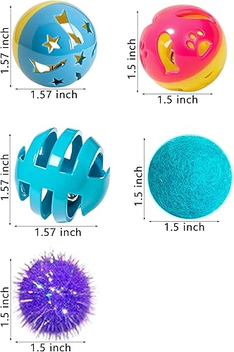 Miniatura 2 de Paquete de 6 juguetes para gatos para gatitos y gatos adultos (1.5 pulgadas, juego básico de juguetes para gatos)