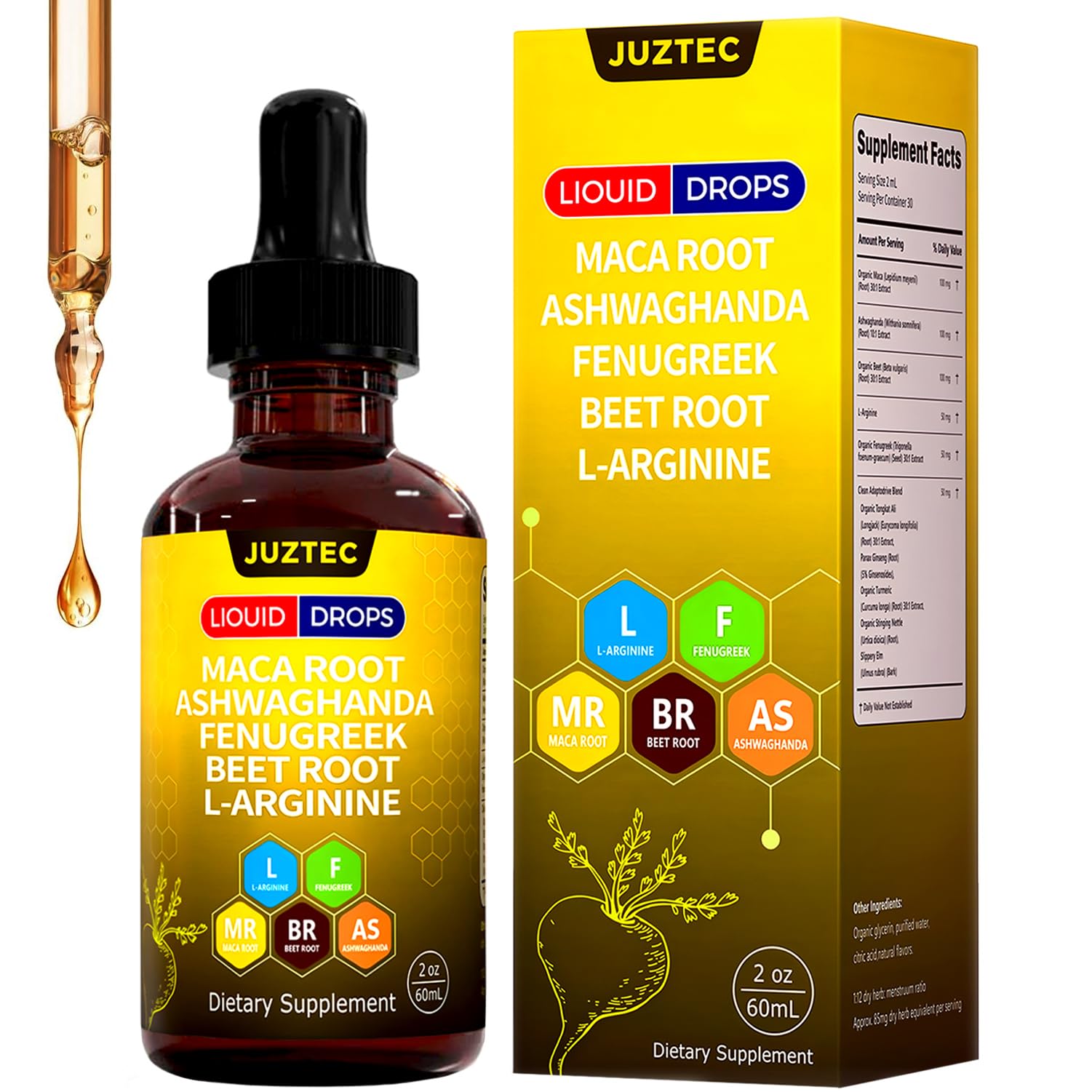Juztec Suplemento Fitoterápico em Gotas de Maca, Ashwagandha e Feno-grego 60 mL
