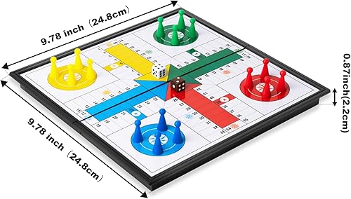 Miniatura 7 de Ludo - Juego de mesa plegable magnético, adecuado para adultos y niños, fácil de transportar, tamaño de 9.78 pulgadas