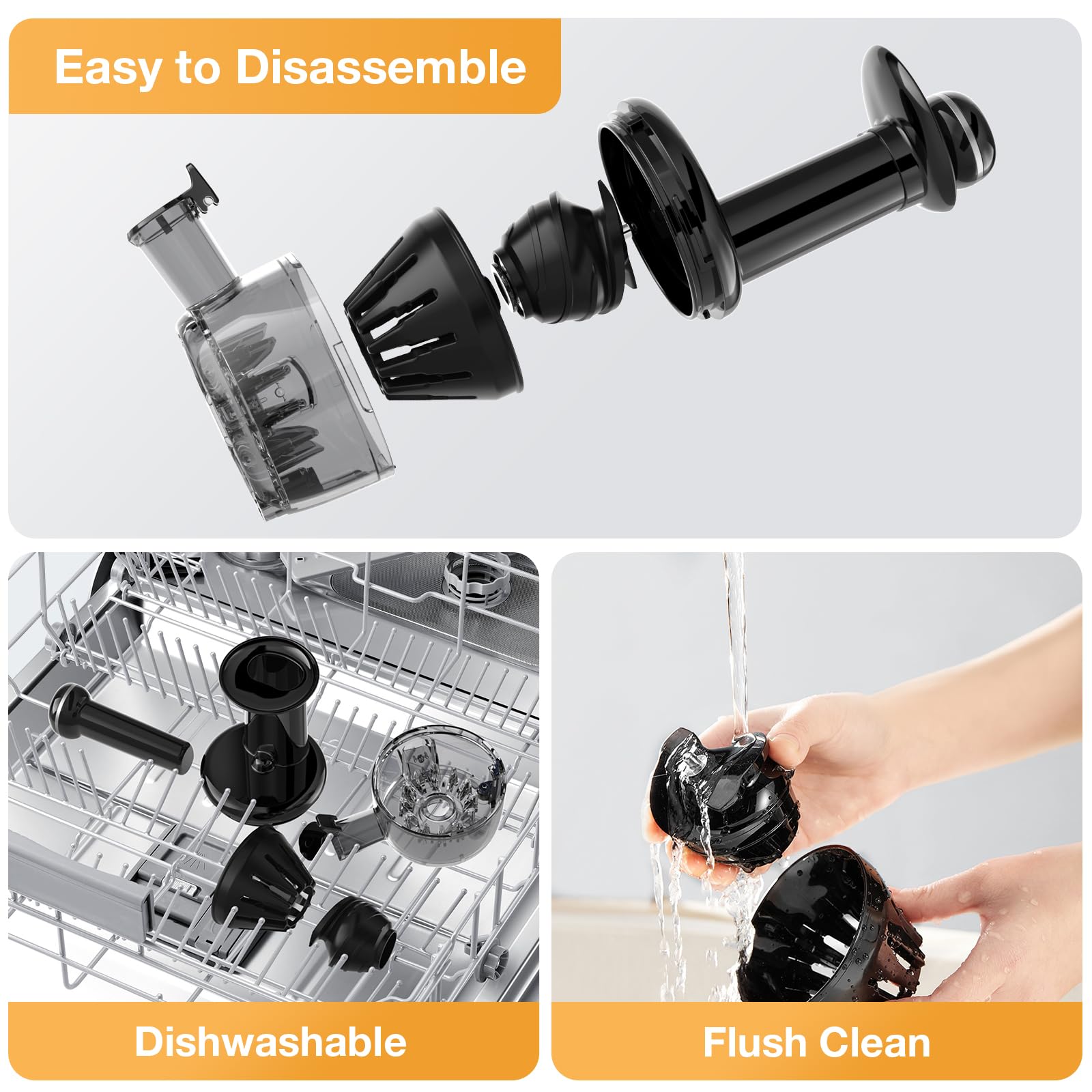 Juicer Machines, Cold Press Masticating Juice Extractor with 30% higher juice yield, Quiet Motor and Reverse Function, Dishwasher Safe, Compact design