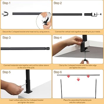 Over the Table Rod Stand with Clamps, Adjustable 75 to 210 cm Over Table Display Bar, Metal Table Hanging Rail Table Balloon Arch Stand for Party Decor, Wedding Anniversary
