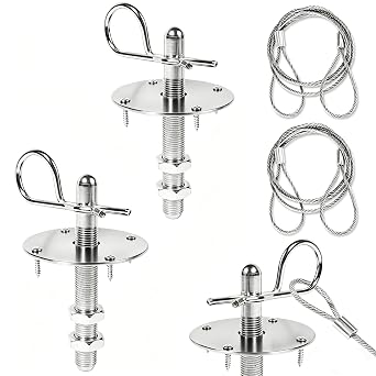 2 Pack Trucks Hood Pin for Car, Stainless Steel Hood Pin Lock Clip with Racing Lanyard for Fixing Car Hood Cover & Reduce ShakingSliver