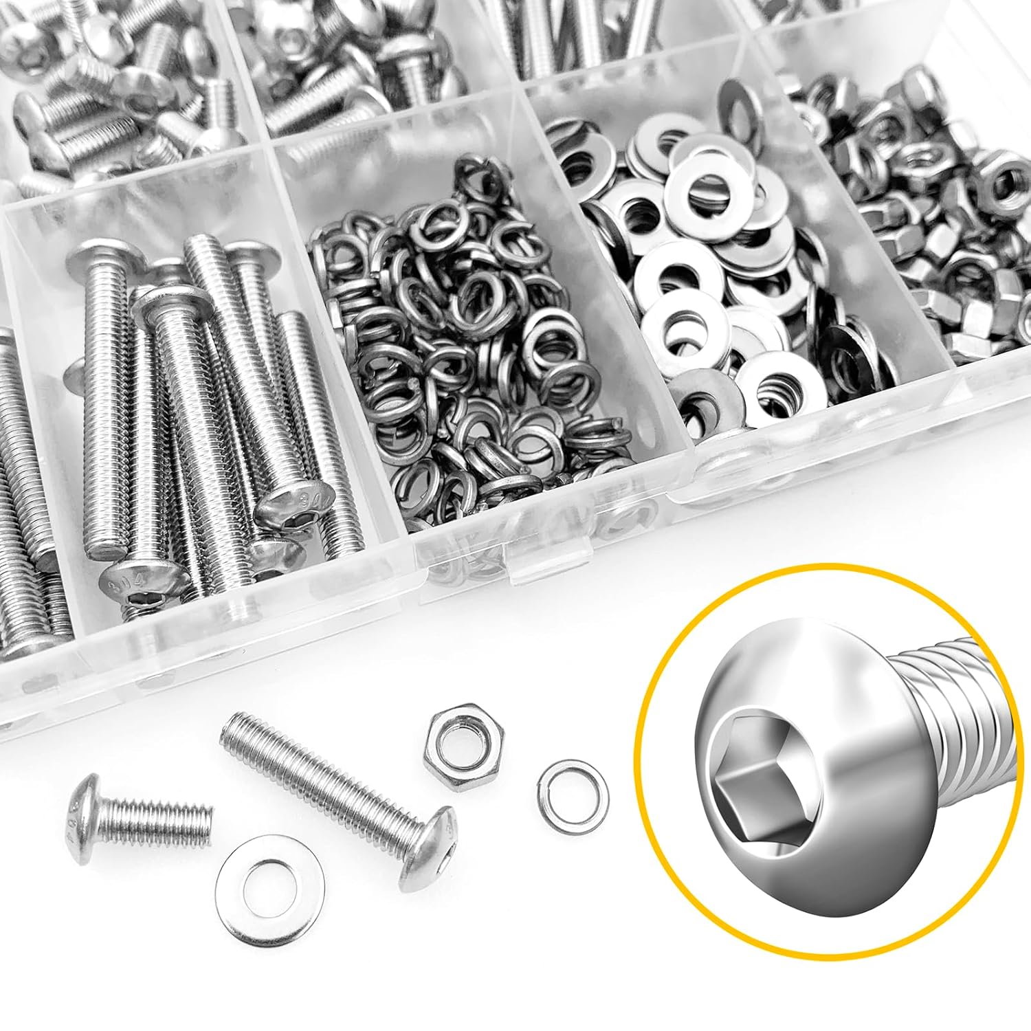 Mywish 380 Pcs M4 Screw Nuts and Bolts Assortment Kit & 645Pcs M4 Screws Nuts and Bolts Set, Hex Socket Head Cap Machine Screws Nuts and Bolts Assortment Kit
