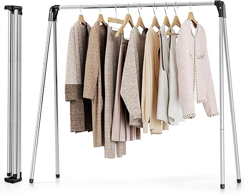 TOOLF Tendedero plegable para ropa, de acero inoxidable, portátil, para interiores y exteriores, de gran capacidad