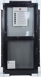 24" x 36" Vinyl Single Hung Window with Tilt,Household Windows with Double-Pane Tempered Glass and Screen, Windproof Shed Windows for House, Mobile Home,Basement,Playhouse (Black)